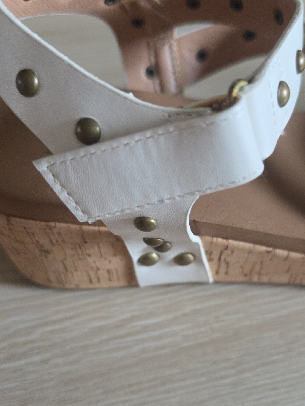 Corkys White Studded Cork Wedge Sandals - Picture 9 of 16